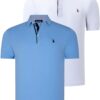 DUAL SET T8582 DEWBERRY FÉRFI PÓLÓ-FEHÉR-ÁTLÁTSZÓ KÉK