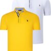 DUAL SET T8582 DEWBERRY FÉRFI PÓLÓ-FEHÉR-SÁRGA