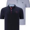DUAL SET T8582 DEWBERRY FÉRFI PÓLÓ-TENGERÉSZKÉK - SZÜRKE