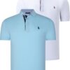 DUAL SET T8582 DEWBERRY MENS T-SHIRT-WHITE-CYAN
