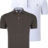 DUAL SET T8582 DEWBERRY MENS T-SHIRT-WHITE-KHAKI