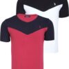 DUAL SET T8591 DEWBERRY MENS T-SHIRT-WHITE-BURGUNDY
