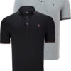 DUPLA SZETT T8586 DEWBERRY FÉRFI PÓLÓ-FEKETE-SZÜRKE
