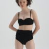 Dagi Black and White Smooth High Waist Bikini Bottom