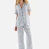 Dagi Blue Shirt Collar Tile Patterned Viscose Pajamas Set