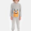 Dagi Gray Crew Neck Long Sleeve Pajamas Set