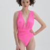 Dagi Neon Pink Deep V-Neck Swimsuit