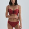 Dagi Red Black pánt nélküli fedett bikini felső
