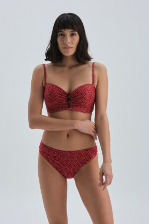Dagi Red Black pánt nélküli fedett bikini felső