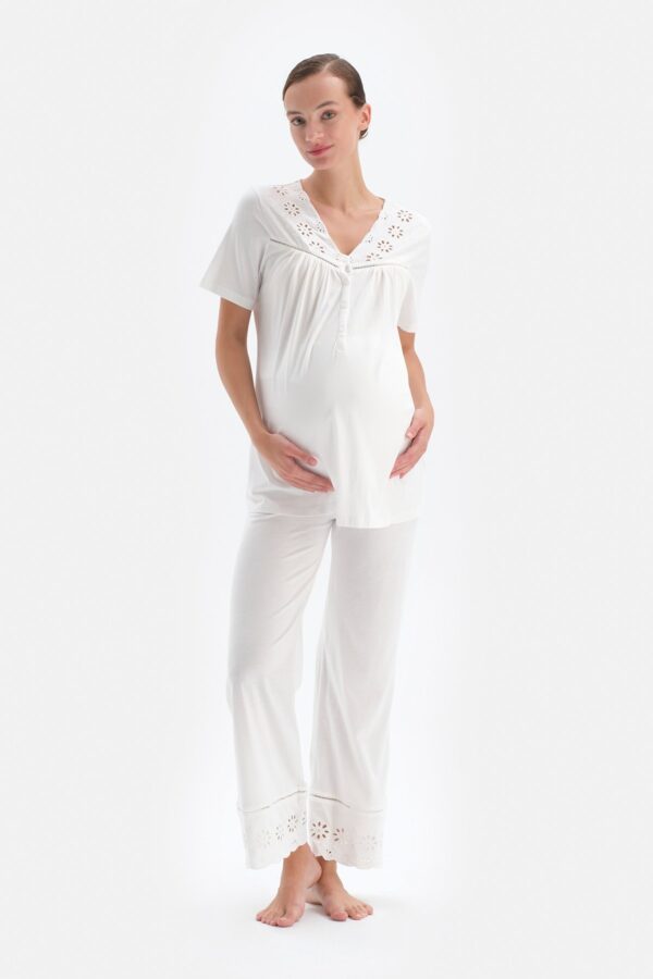 Dagi White Modal Maternity Pajama Pants