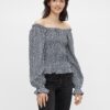 Dark Blue Floral Off-the-Shoulder Blouse Pieces Laoise - Women