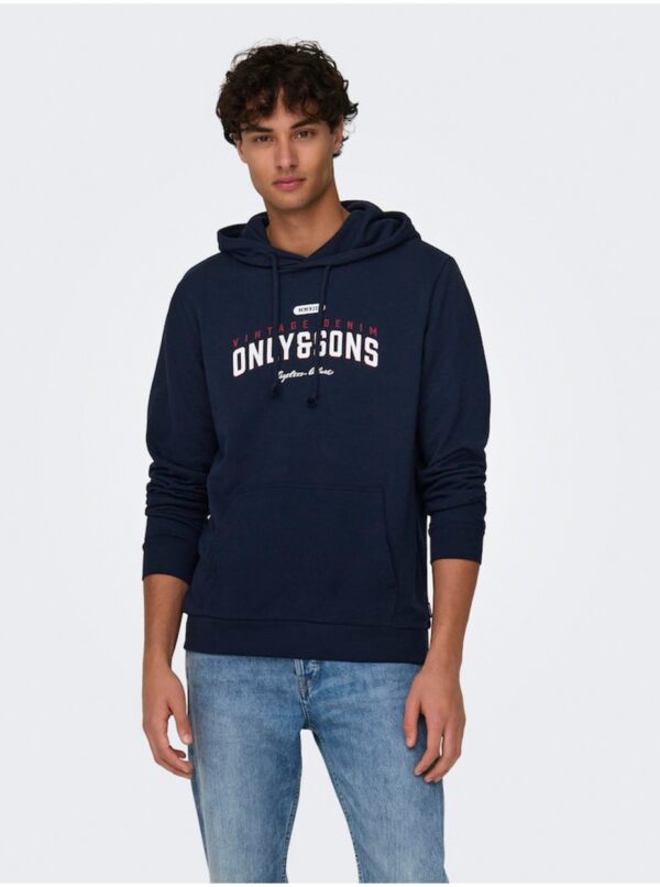 Dark Blue Men's Hoodie ONLY & SONS Lenny - Men