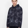 Dark Blue Mens Patterned Hoodie Armani Exchange - Men