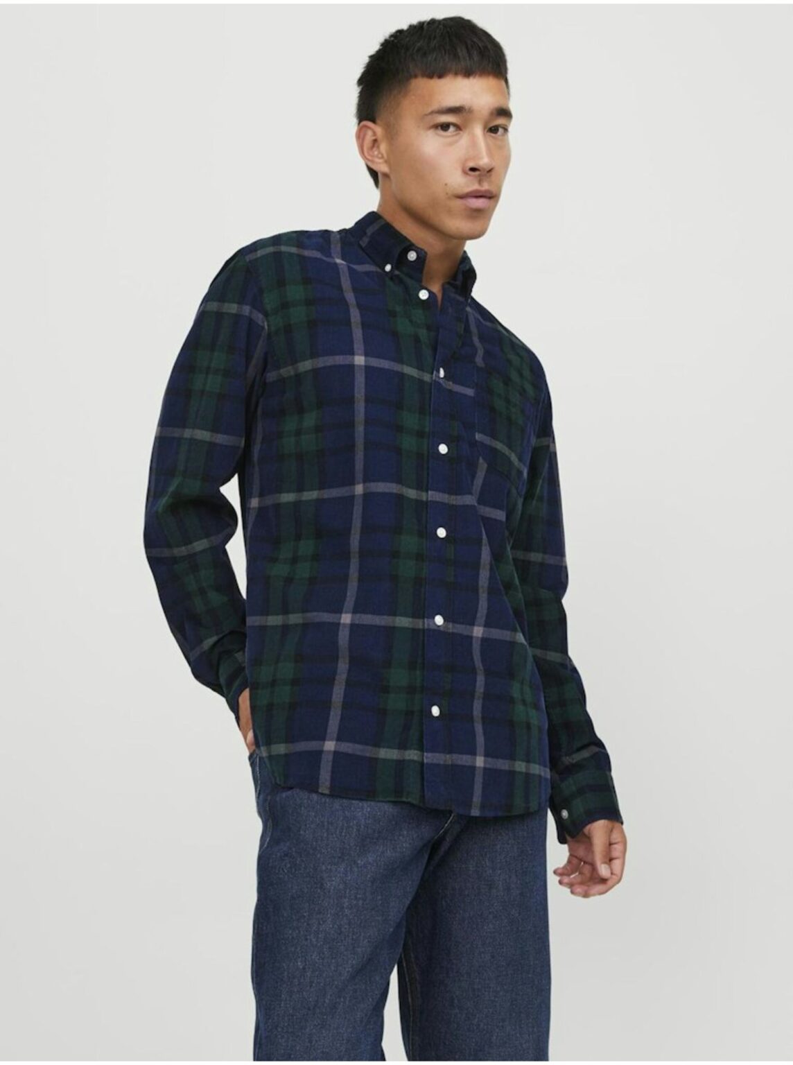 Dark Blue Men's Plaid Shirt Jack & Jones Brook - Men's