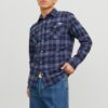 Dark Blue Men's Plaid Shirt Jack & Jones Herida - Men's