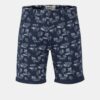 Dark Blue Patterned Linen Shorts Blend - Men