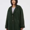 Dark Green Ladies Coat Noisy May Alicia - Ladies