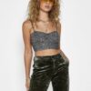 Dark Grey Glossy Top Noisy May Alaia - Women