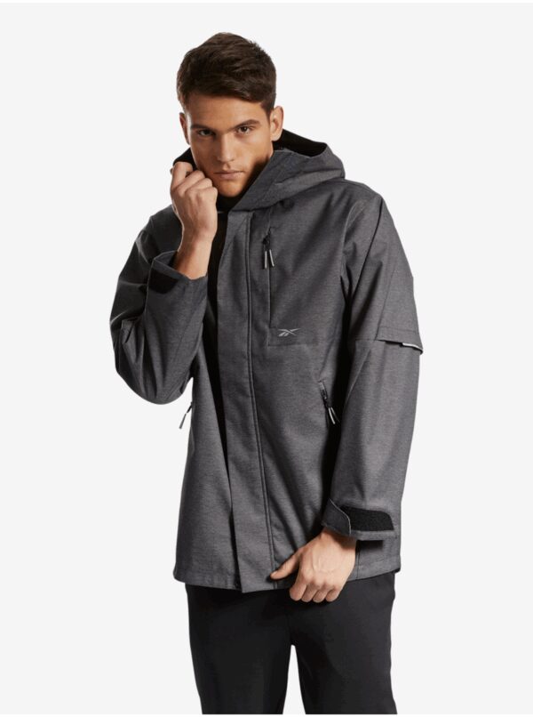 Dark Grey Men's Heather Hooded Jacket Reebok DMX HD SHELL MID JK - Men's