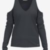 Dark Grey Women's T-Shirt with Exposed Shoulders Pepe Jeans Cora - Women