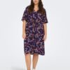 Dark blue Women's Floral Shirt Dress ONLY CARMAKOMA Nova - Ladies