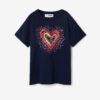 Dark blue girls' T-shirt Desigual Heart - Girls