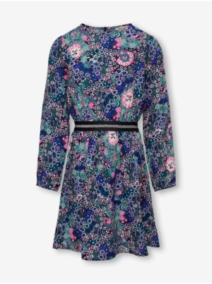 Dark blue girl's floral dress ONLY Gitta - Girls