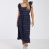 Dark blue ladies striped midishats VILA Rita - Ladies
