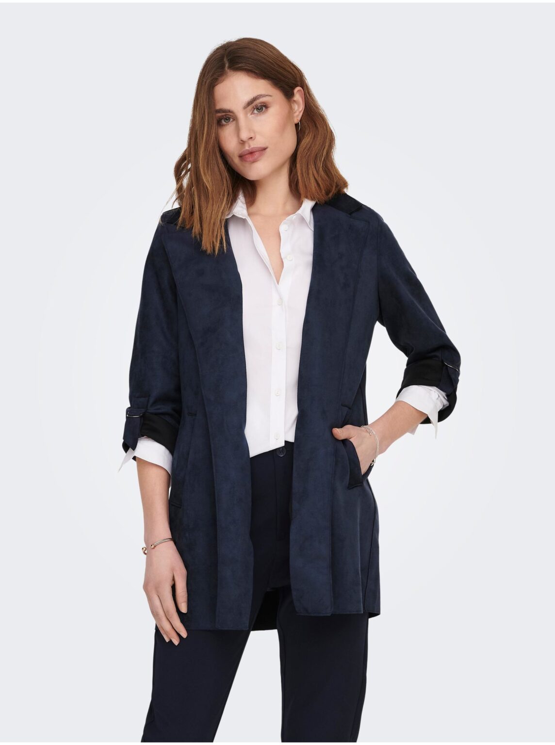 Dark blue lady's coat in suede finish ONLY Joline - Ladies