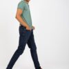 Dark blue men's denim pants slim fit