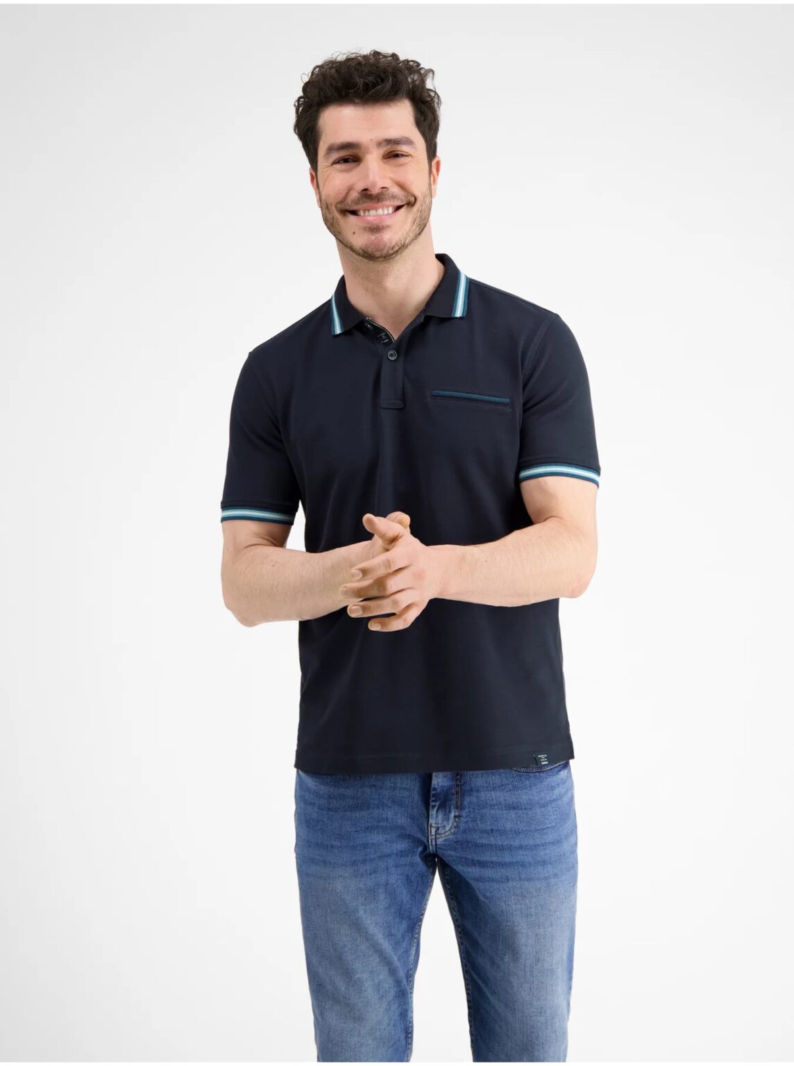 Dark blue men's polo shirt LERROS - Men
