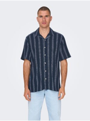 Dark blue men's striped shirt ONLY & SONS Trev - Men's