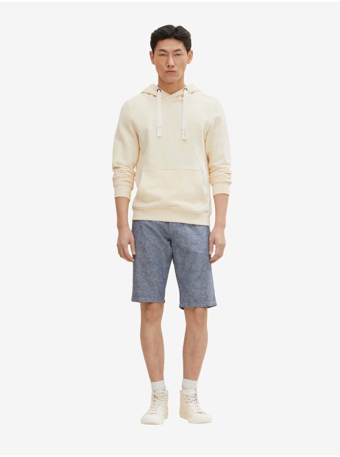 Dark blue men's striped shorts with linen blend Tom Tailor - Men's