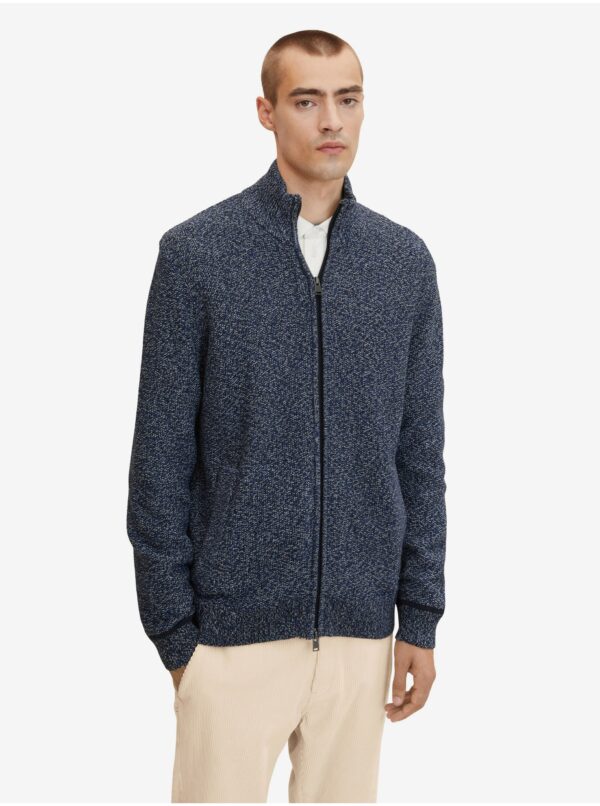 Dark blue men's striped sweater with zip Tom Tailor - Men's