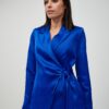 Dark blue satin jacket with ORSAY tie - Women