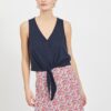 Dark blue short top with tie VILA Anika - Women's