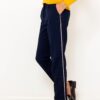 Dark blue shortened trousers with lampas CAMAIEU - Ladies