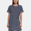 Dark blue striped dress with tie TOP SECRET - Women