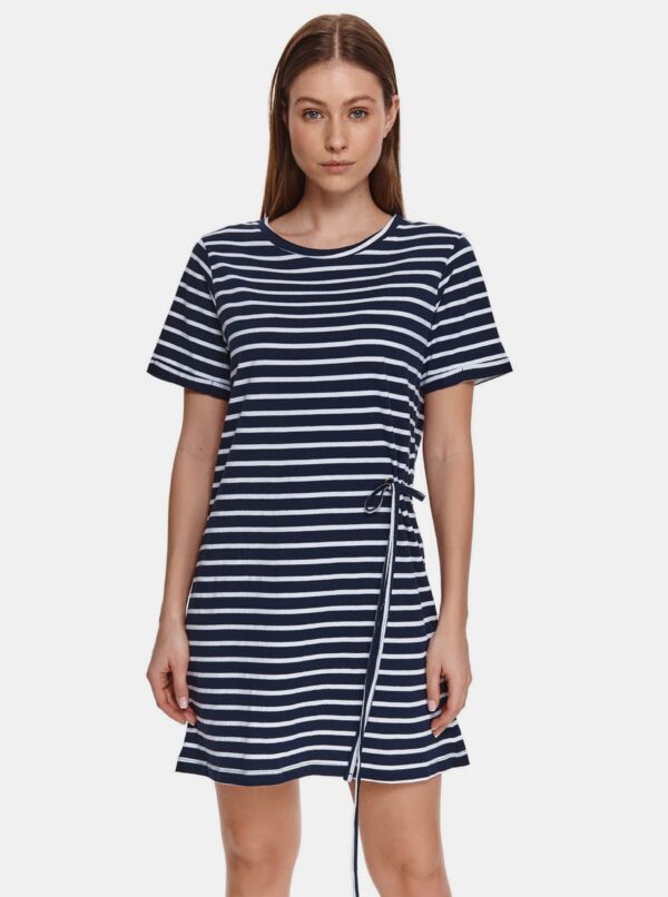 Dark blue striped dress with tie TOP SECRET - Women