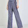 Dark blue striped wide trousers VERO MODA Serena - Women