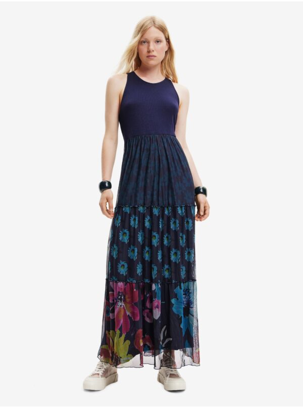 Dark blue women's maxi dress Desigual Dudas - Women's