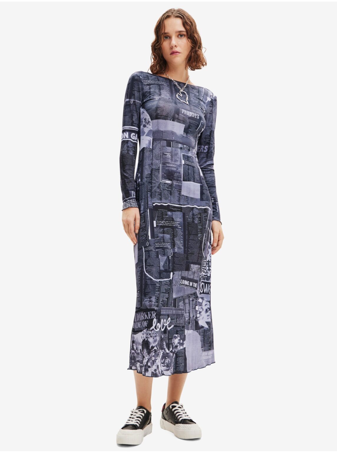 Dark blue women's patterned maxi dress Desigual News Pito - Women's