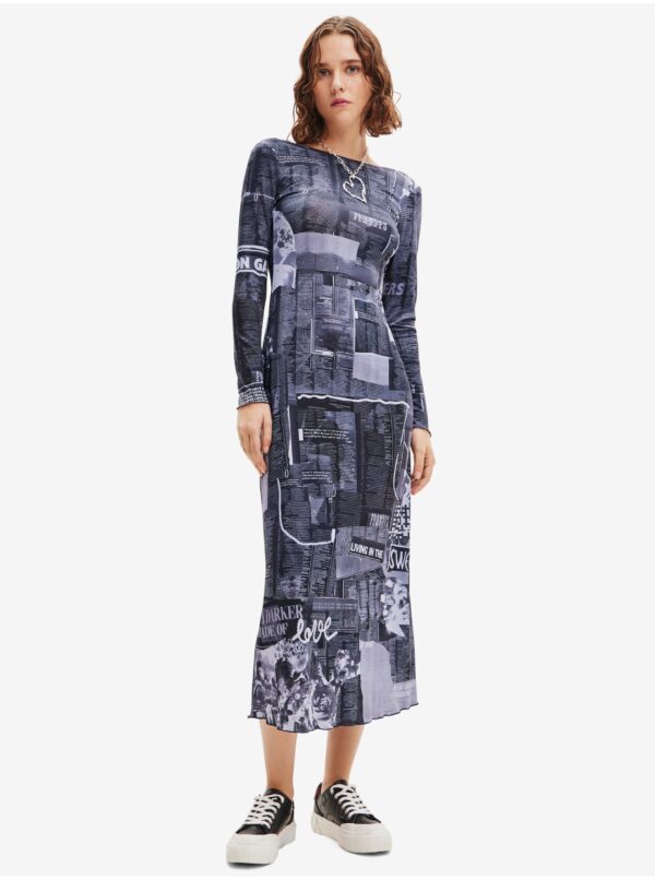 Dark blue women's patterned maxi dress Desigual News Pito - Women's