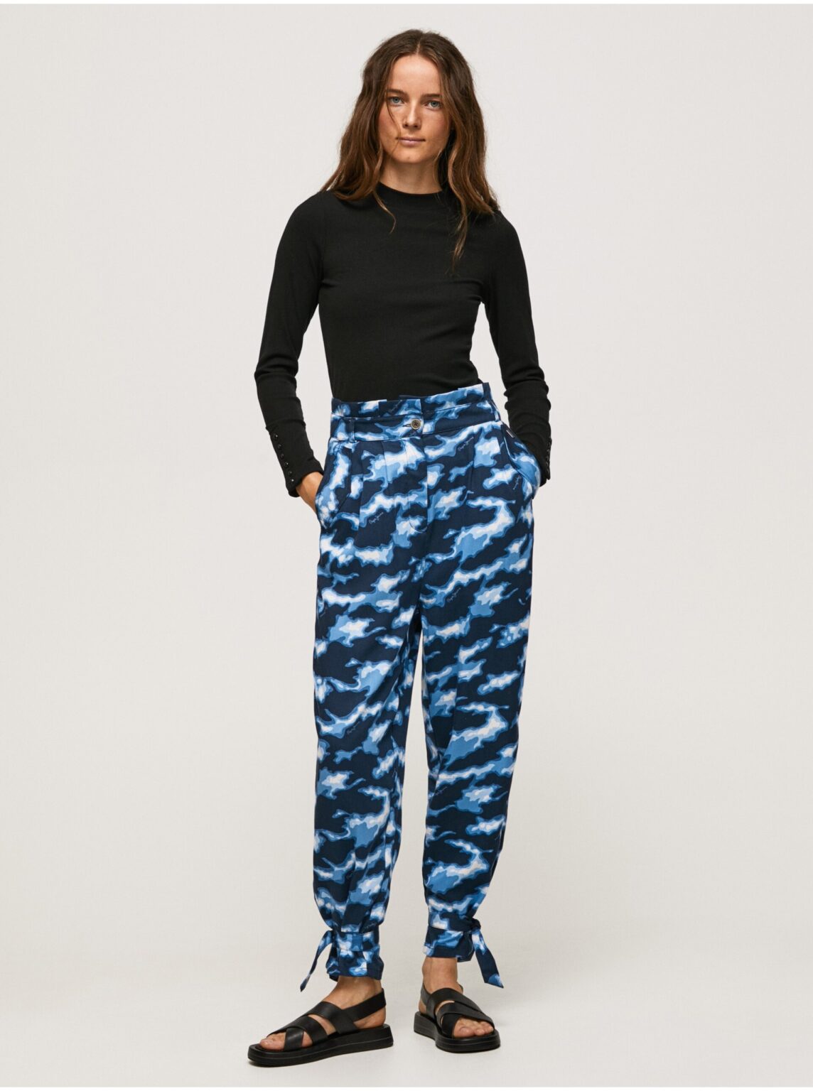 Dark blue women's patterned trousers Pepe Jeans - Women's