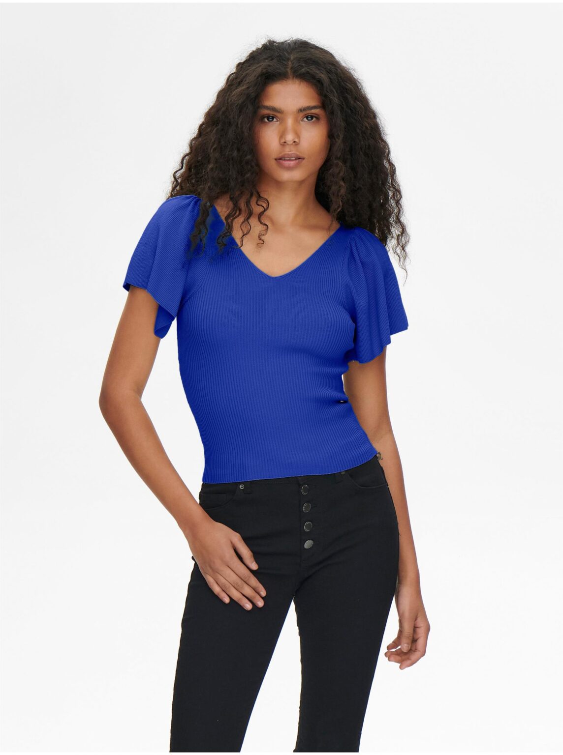 Dark blue women's ribbed T-shirt ONLY Leelo - Women's
