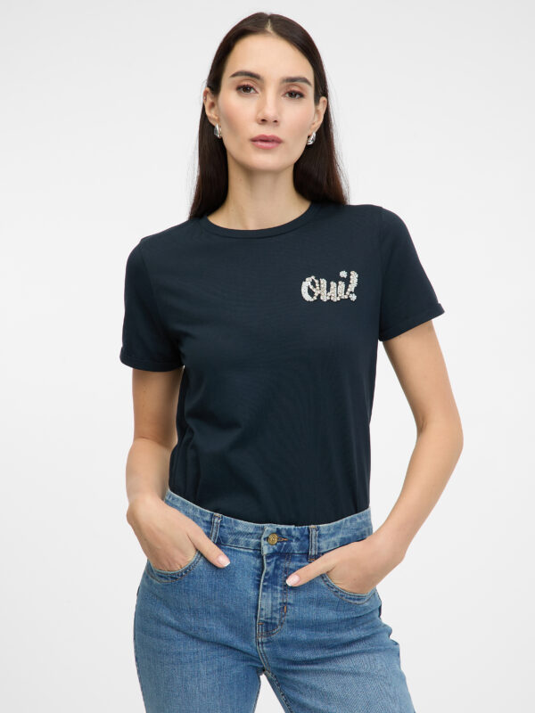Dark blue women's short-sleeved T-shirt ORSAY - Women's
