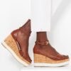 Dark brown women's wedge sandals CAMAIEU - Ladies