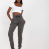 Dark gray classic basic tied sweatpants