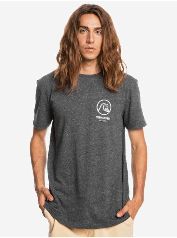 Dark gray mens brindle T-Shirt Quiksilver Gone Words - Men