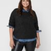Dark gray women's ribbed sweater ONLY CARMAKOMA Bernie - Women